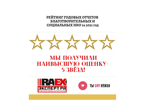 РЕЙТИНГ RAEX. НАМ ПРИСВОЕНА НАИВЫСШАЯ ОЦЕНКА 5 ЗВЁЗД